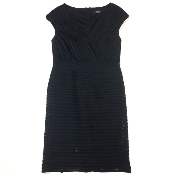 Tadashi Shoji black sheath dress cocktail LBD lace - Picture 2 of 8